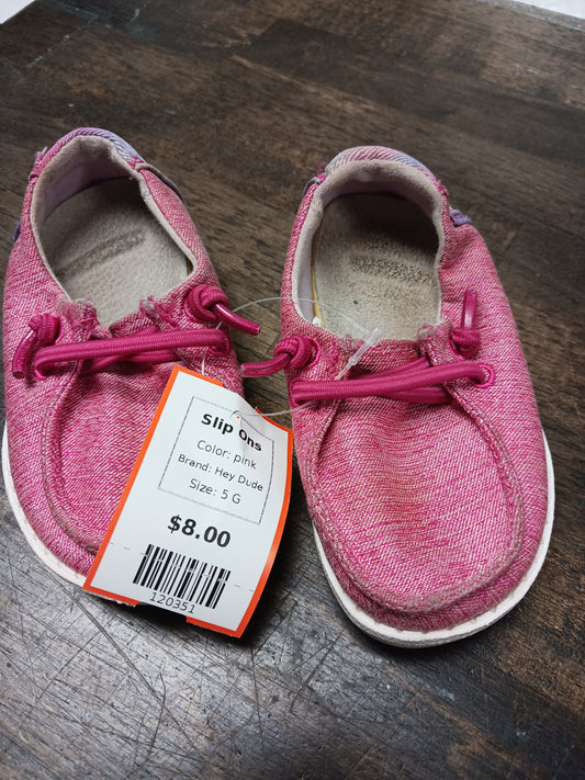 pink Hey Dude Slip Ons, 5 G