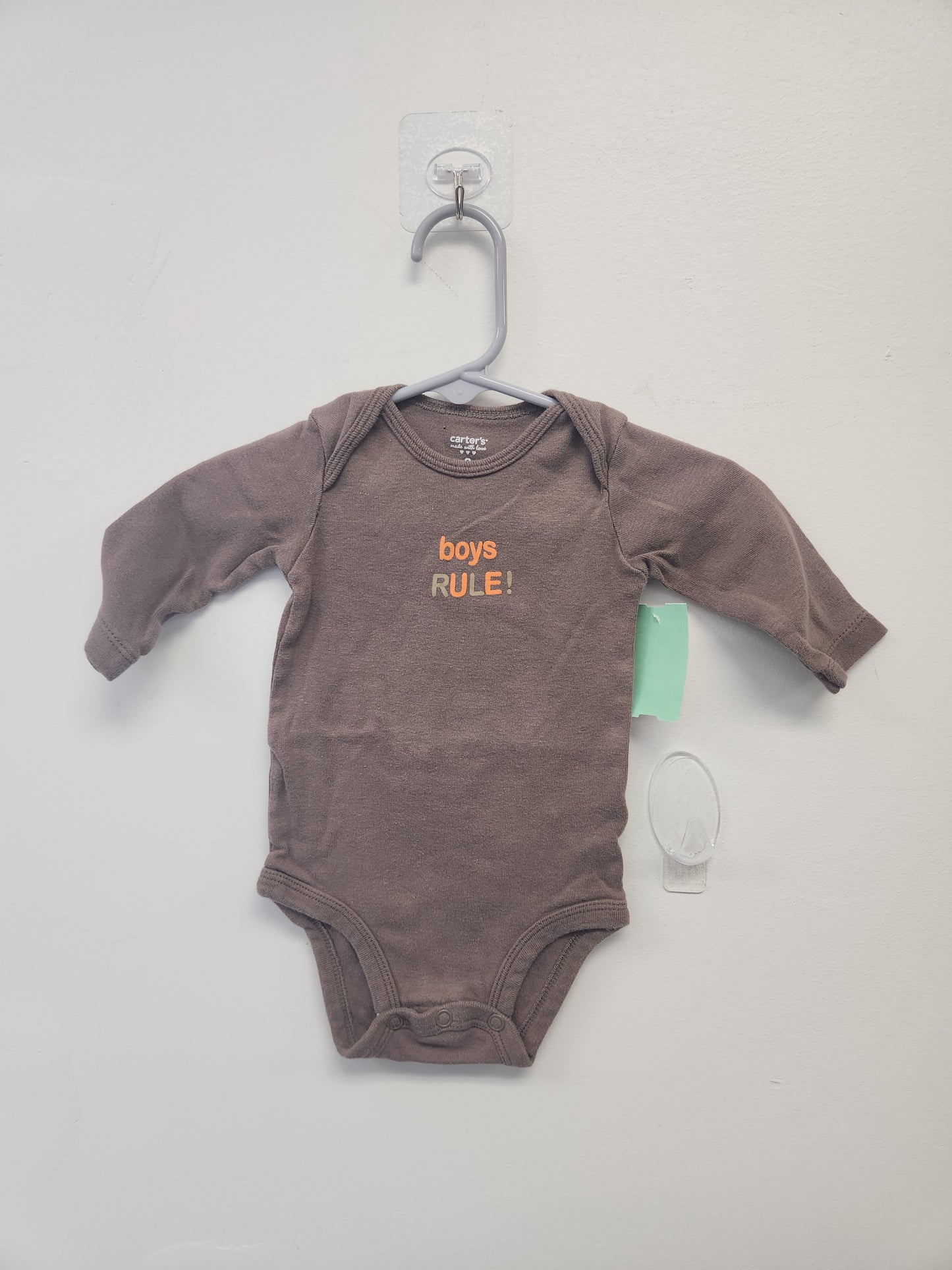 Brown Boys Rule Carters Longsleeve Onesie, 3M B