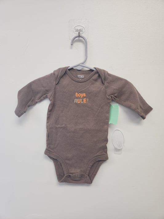 Brown Boys Rule Carters Longsleeve Onesie, 3M B