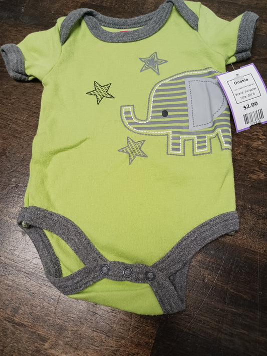 Green/Grey Elephant Swiggles Onesie, 3M B