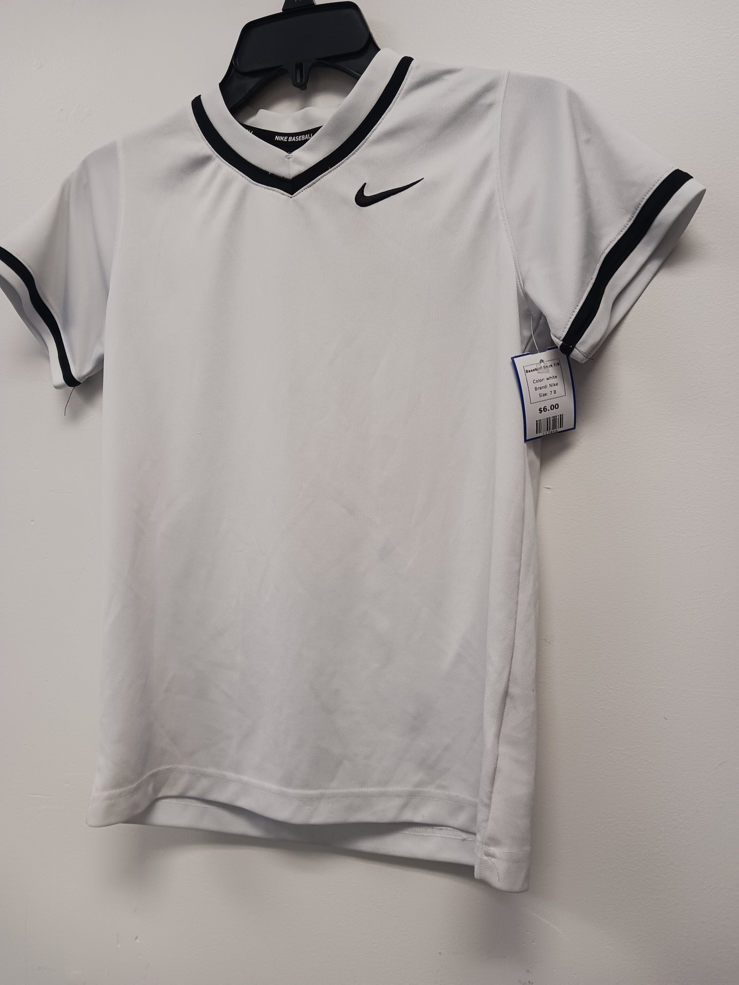 white Nike Baseball Shirt 7/8, 7 B