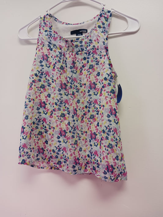 white/pink/blue Basic Editions Flowered Tank Top 10/12, 10 G