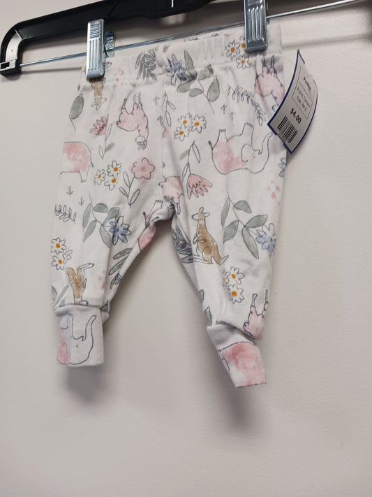 White/Pink/Green Animal Carters Pants, 3M G