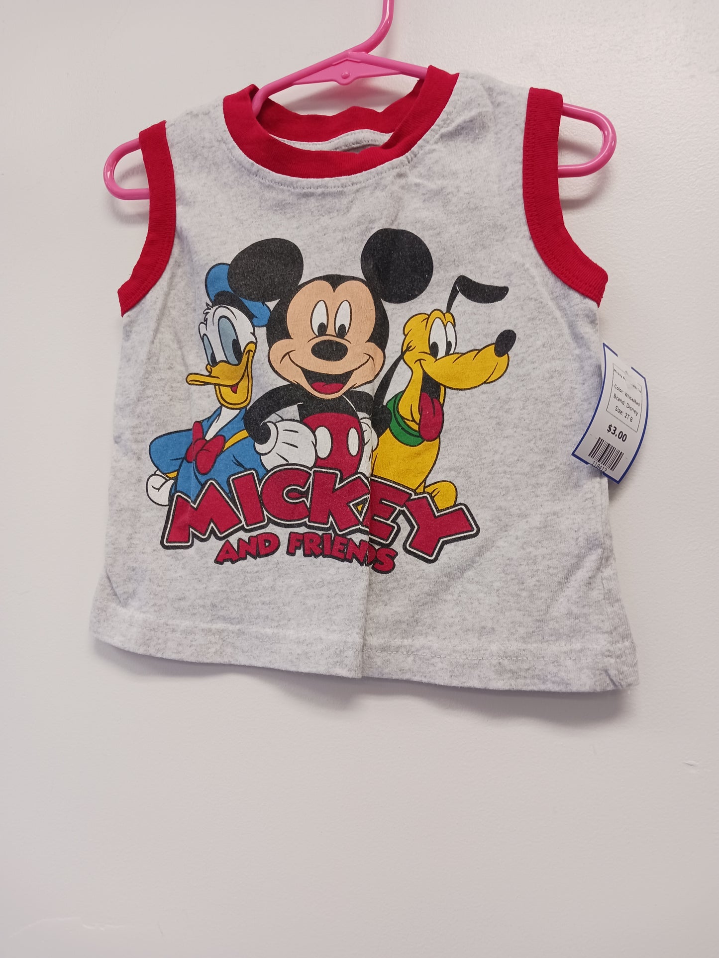White/Red Disney Mickey Mouse Tank Top, 2T B
