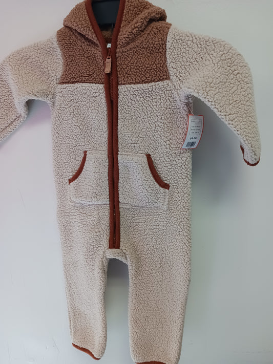 Tan/Brown Carters Hooded Pant One Piece, 18M B