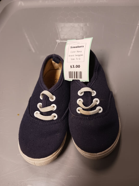 Navy Swiggles Sneakers, 7c G
