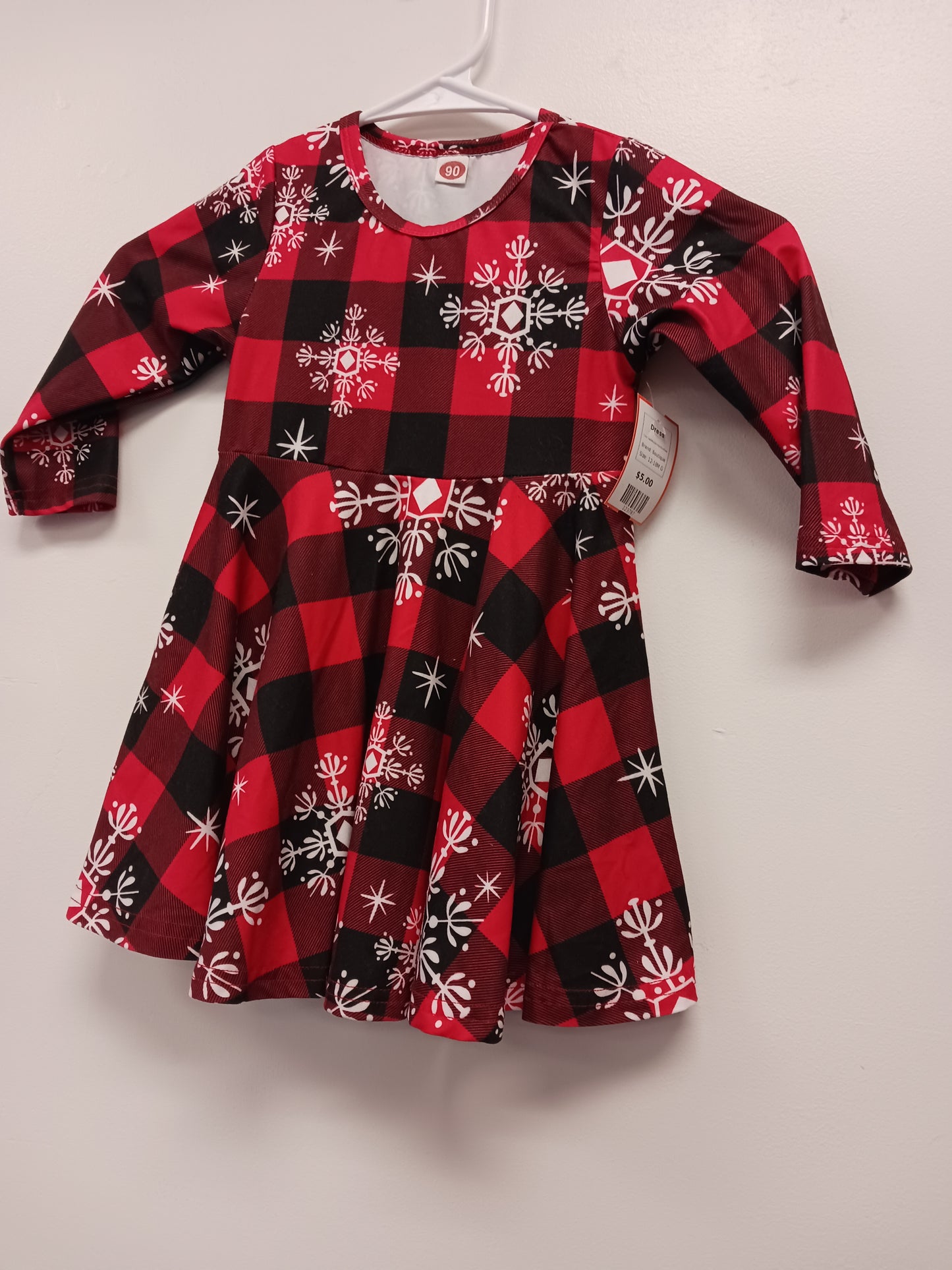 Red/Black/White Snowflake Boutique Dress, 12-18M G