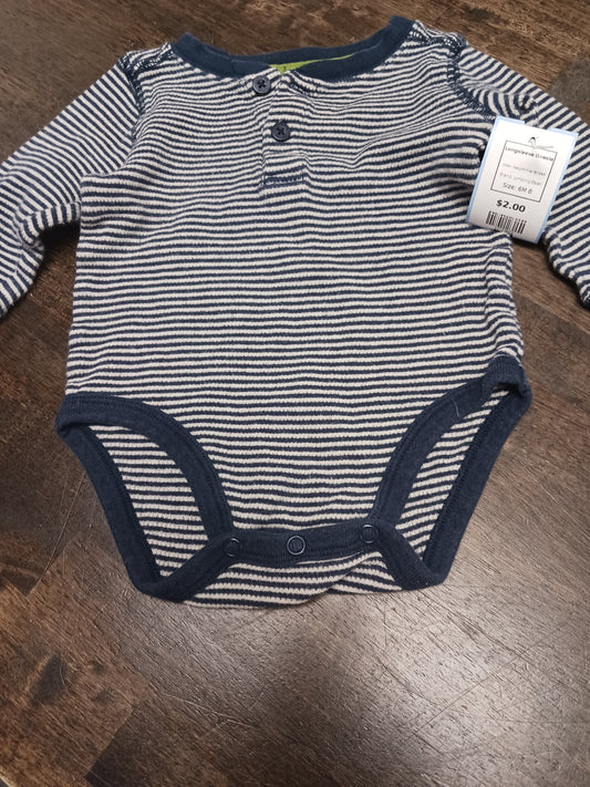 Navy/White Striped Jumping Bean Longsleeve Onesie, 6M B