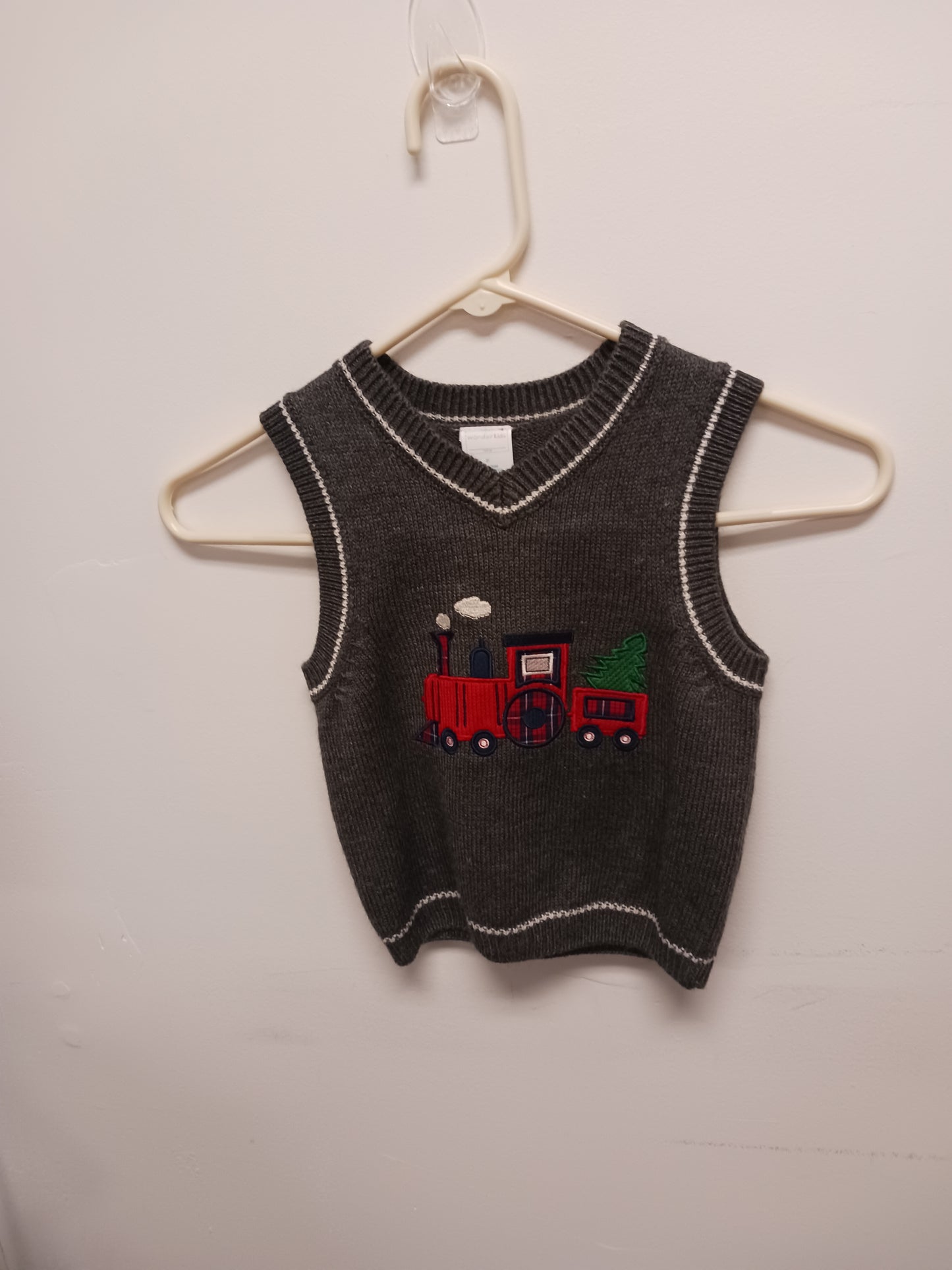 Grey Wonder Kids Train Sweater Vest, 2T B
