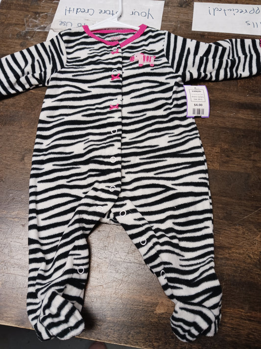 Black/White/Pink Zebra Carters Sleeper, 6M G