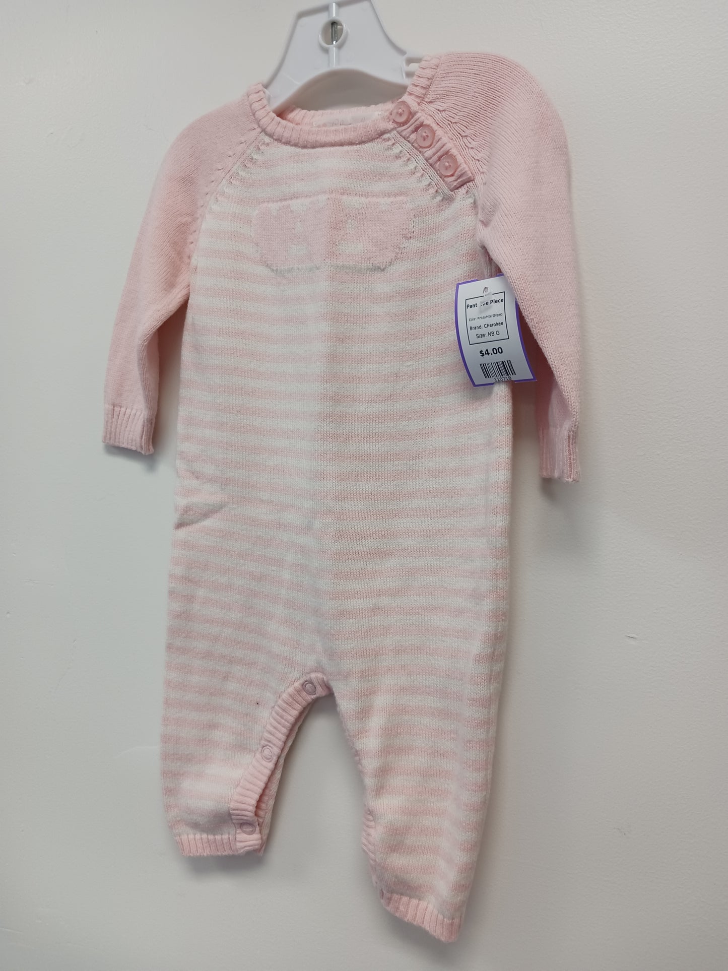 Pink/White Striped Cherokee Pant One Piece, NB G