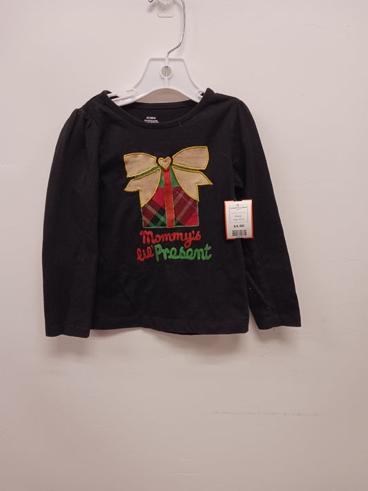 Black Christmas Bow  Longsleeve Shirt, 4T G