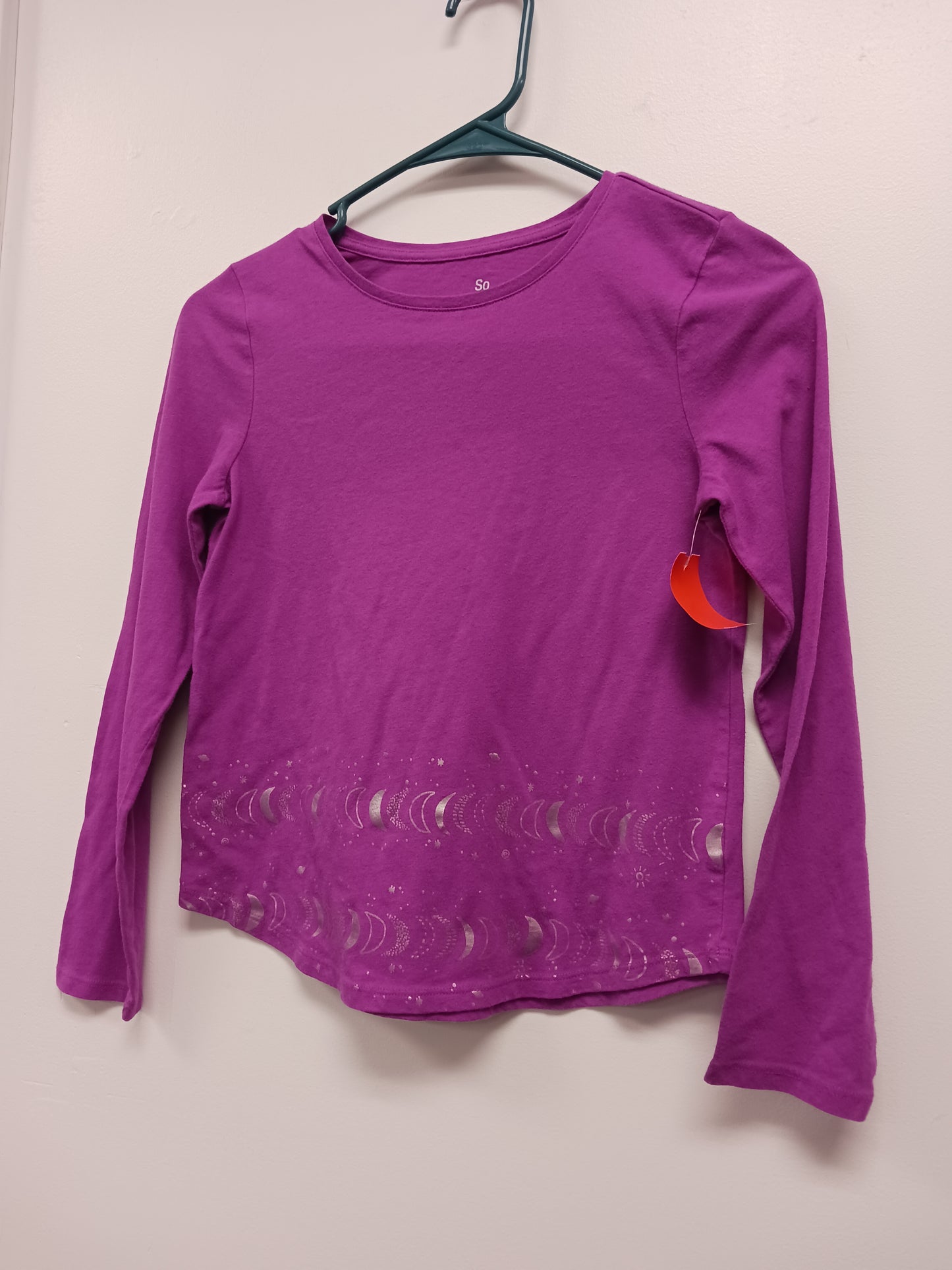 Purple SO Long Sleeve Moon Tshirt, 8 G