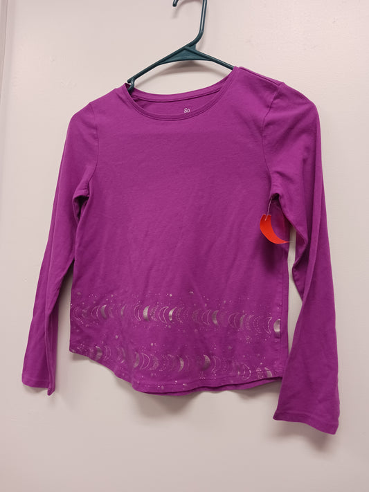 Purple SO Long Sleeve Moon Tshirt, 8 G