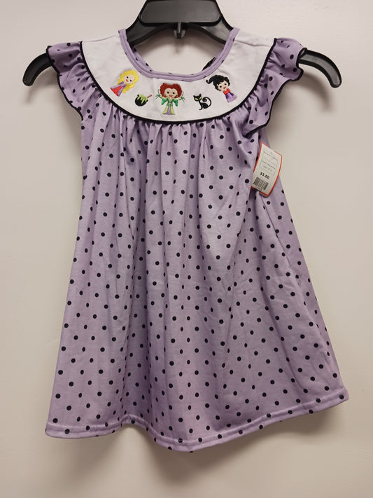 purple poka dot Abby & Erie Hocus Pocus Dress, 2T G