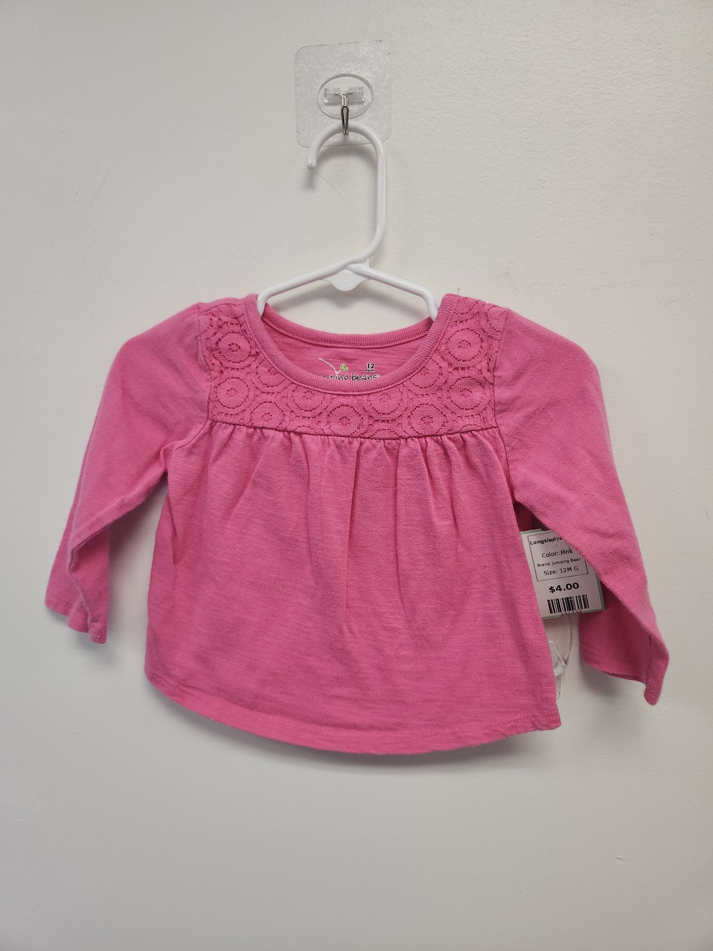 Pink Jumping Bean Longsleeve Shirt, 12M G