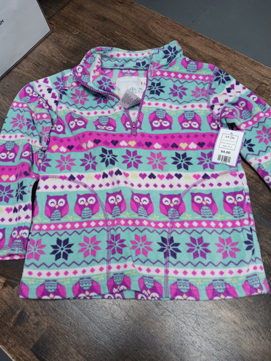 Blue/Pink/Purple Owl Wonder Kids 1/4 Zip, 5T G