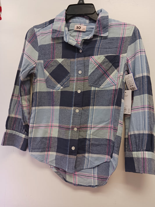 Blue/Purple Plaid SO Longsleeve Button Up, 7 G