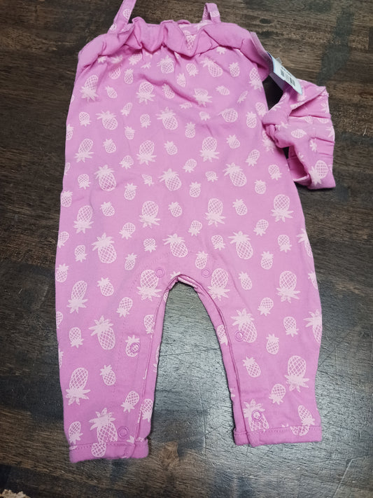 Pink Pineapple Pl Baby Pant One Piece W/Headband, 3M G