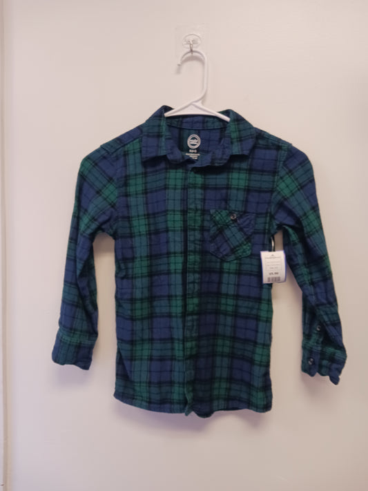 green/blue plaid Wonder Nation Flannel Shirt 6/7, 6 B