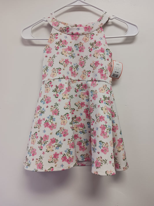 White/Pink Flower Little Lass Dress, 3T G