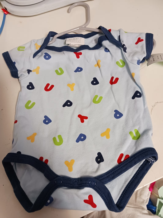 Blue Bon Bebe Alpha Bet Onesie, 3-6M B