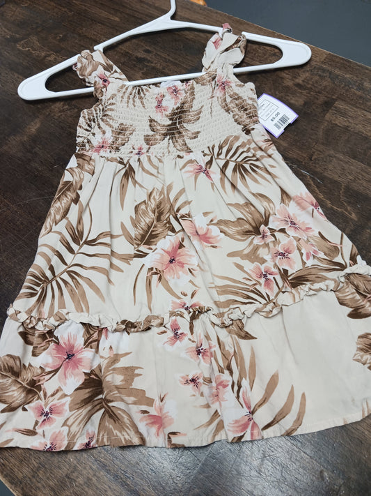 Tan Flower Chlidrens Place Dress, 4T G
