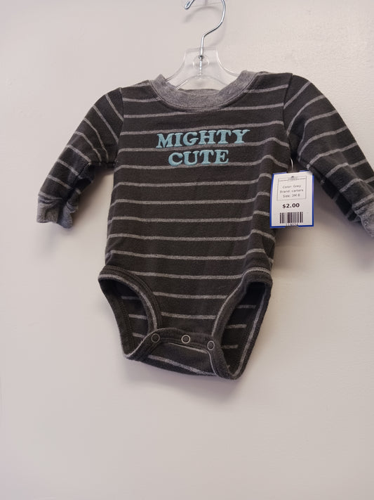 Grey carters Long Sleeve Mighty Cute Onesie, 3M B