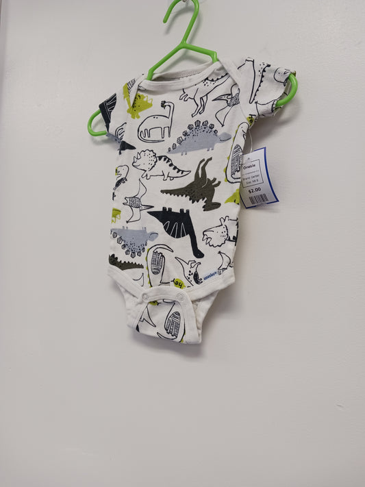 White/Grey/Green Dino Gerber Onesie, NB B