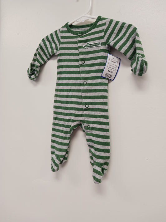 Grey/Green Striped Carters Sleeper, NB B