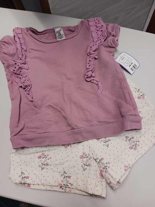 Purple/White Flower Carters Outfit, 4T G