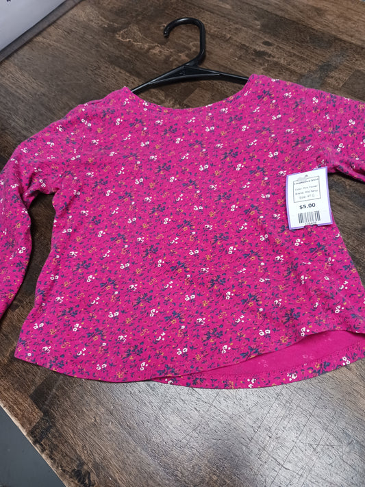 Pink Flower Old Navy Longsleeve Shirt, 4T G