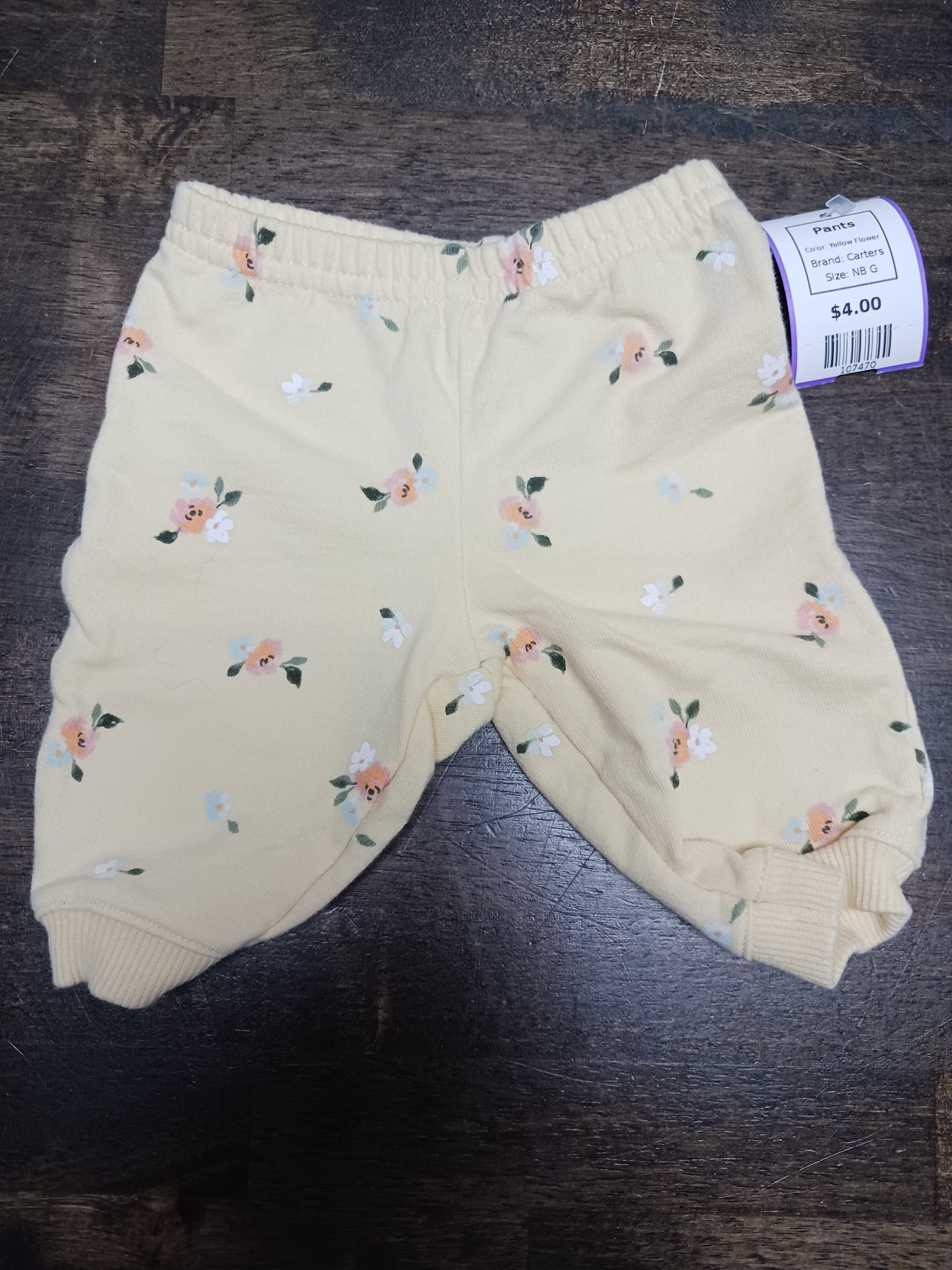 Yellow Flower Carters Pants, NB G