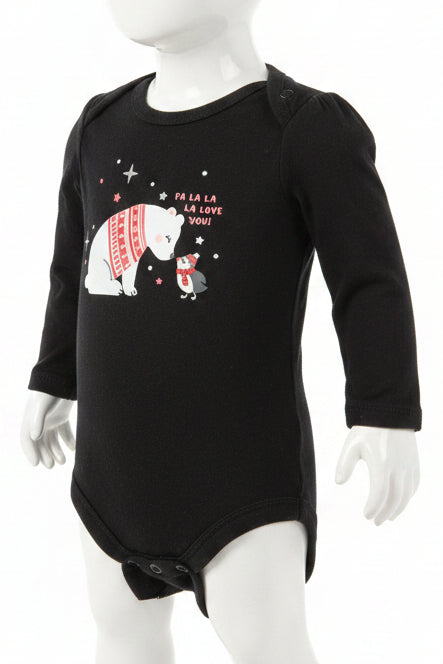 Black Polar Bear Garanimals Longsleeve Onesie, 12M G