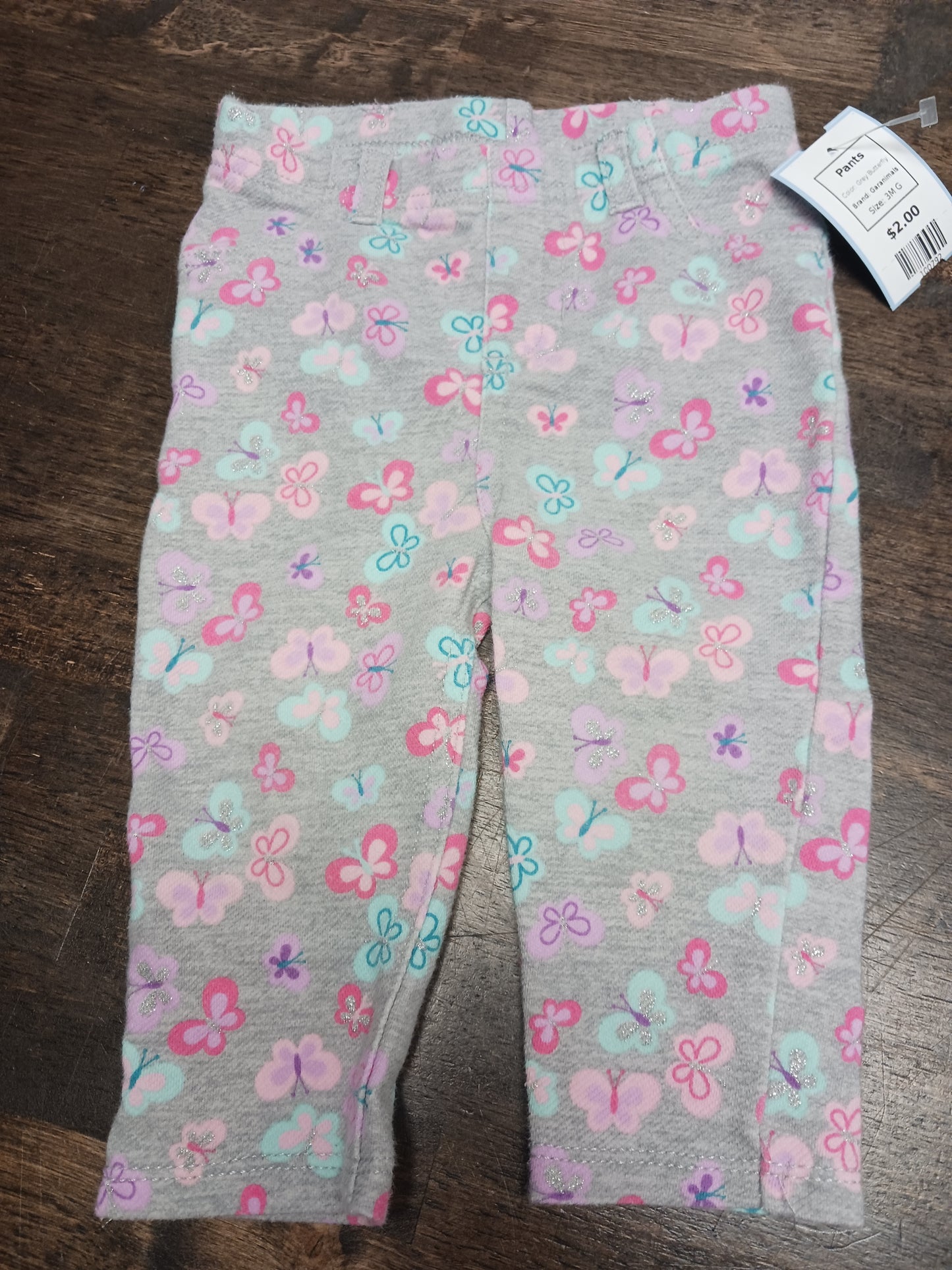 Grey Butterfly Garanimals Pants, 3M G