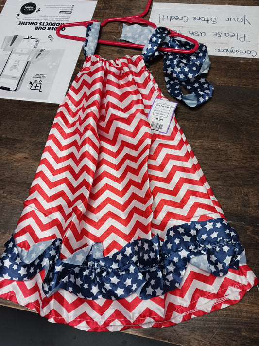 Red/White/Blue Boutique Zig Zag Dress, 12M G