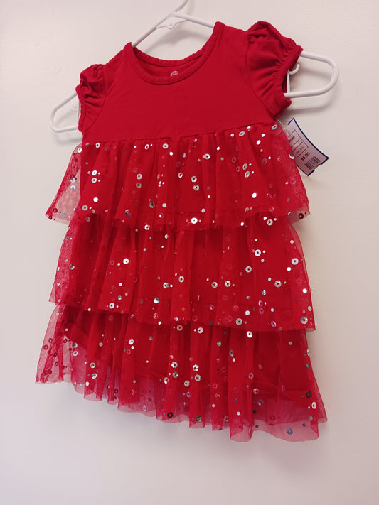 Red Sequin Okie Dokie Dress, 2T G