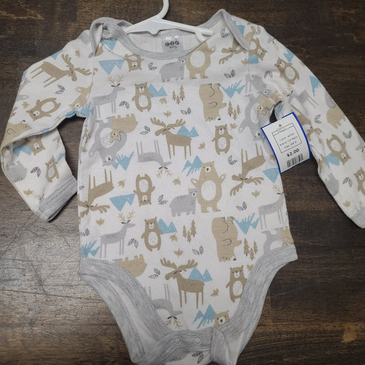 white  CJP Baby animal onesie long sleeve, 6M B