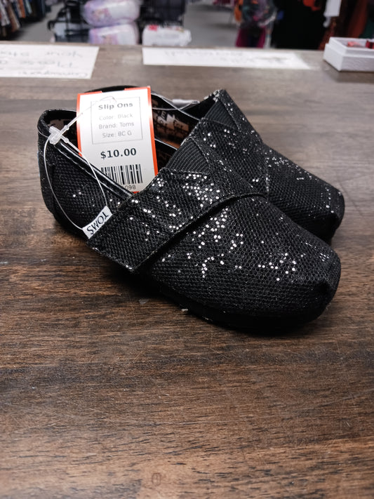 Black Toms Slip Ons, 8C G
