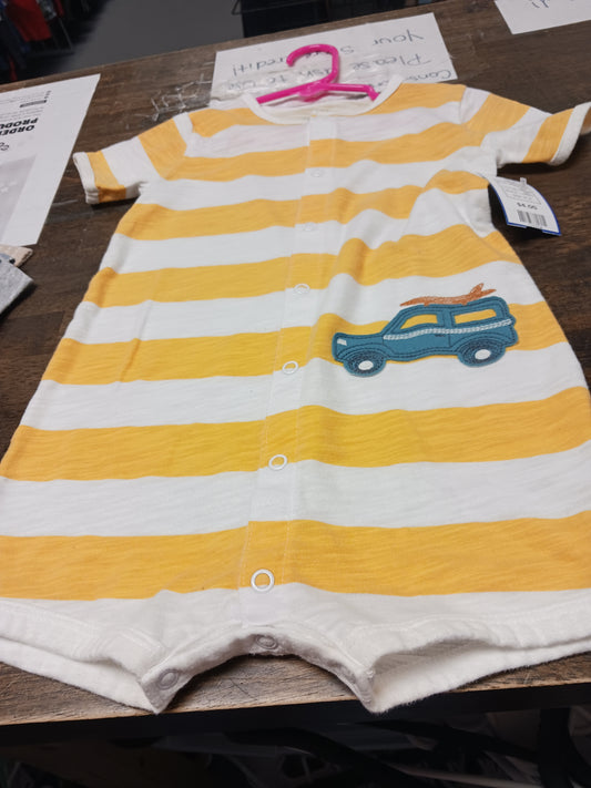 Yellow/White Carters Short One Piece, 2T B