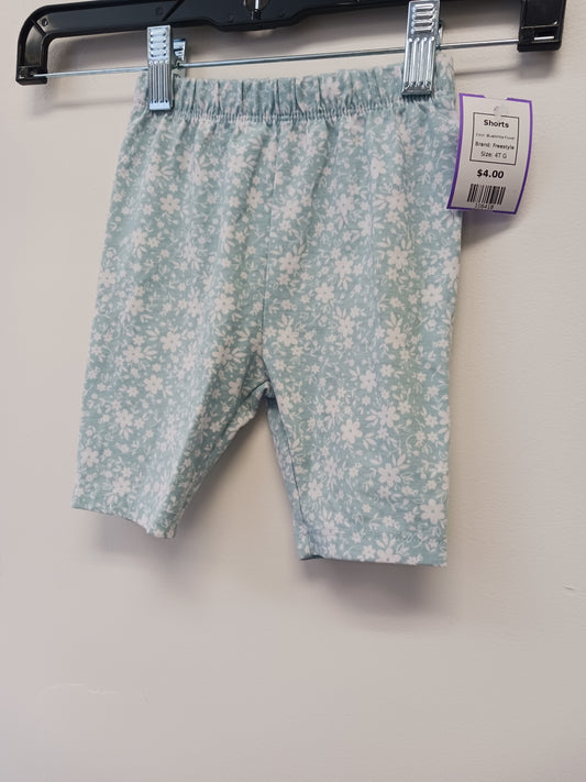 Blue/White Flower Freestyle Shorts, 4T G