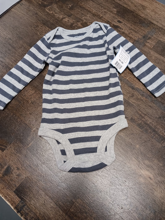 Grey Striped Carters Longsleeve Onesie, 3M B