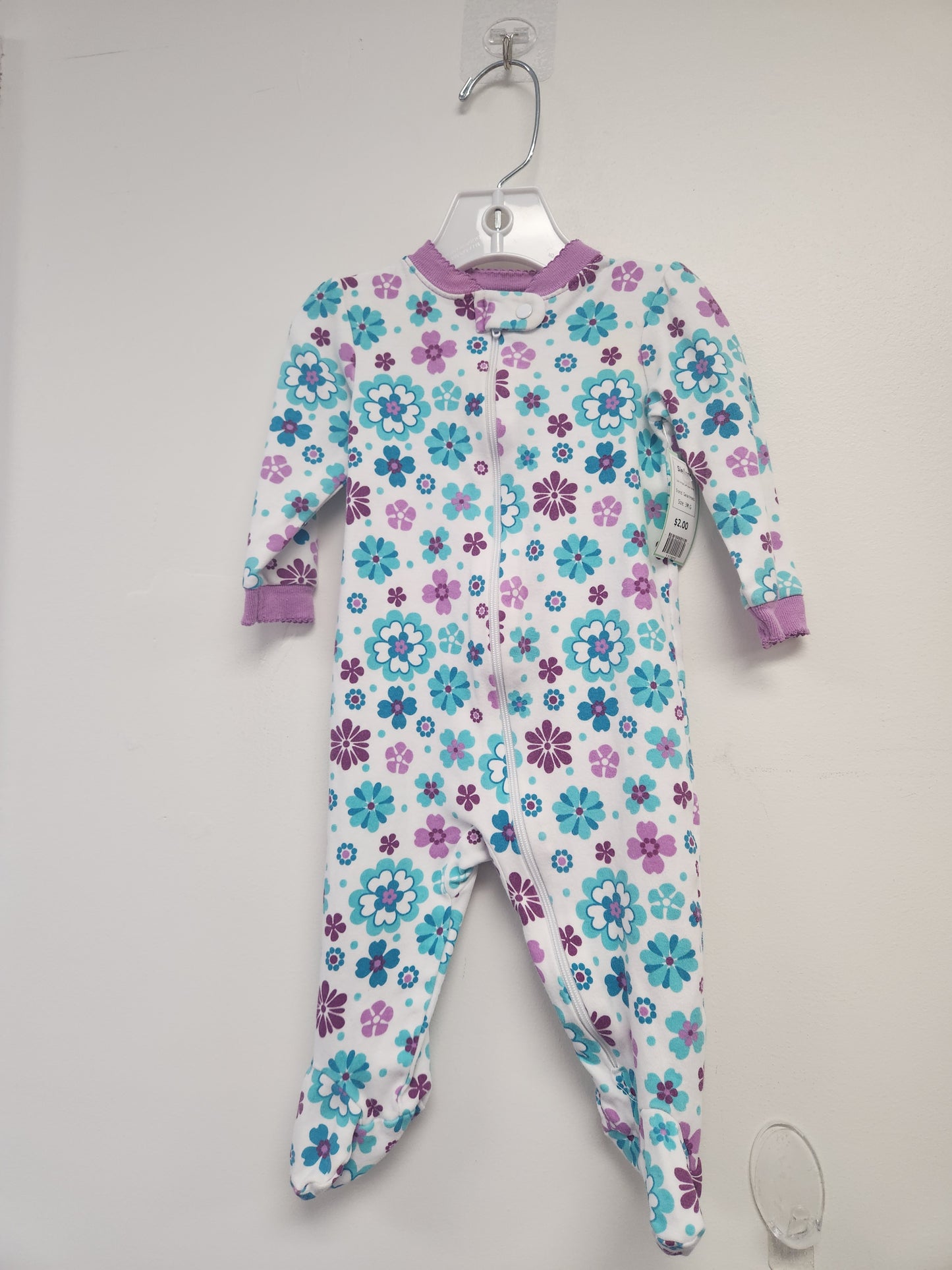 White/Blue/Purple Flowers Garanimals Sleeper, 3M G