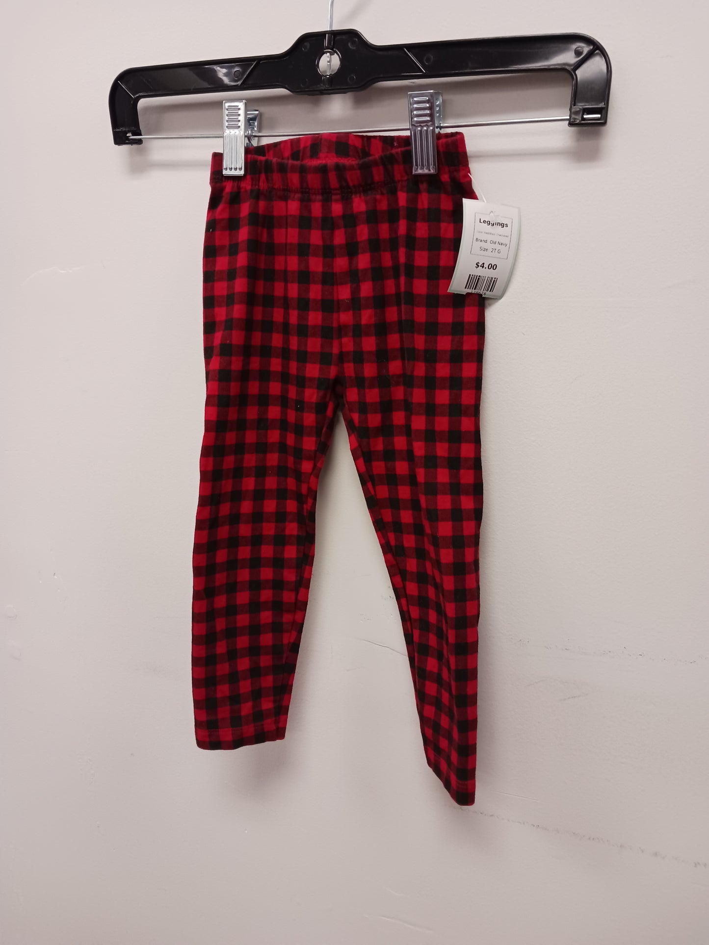 Red/Black Checkered Old Navy Leggings, 2T G