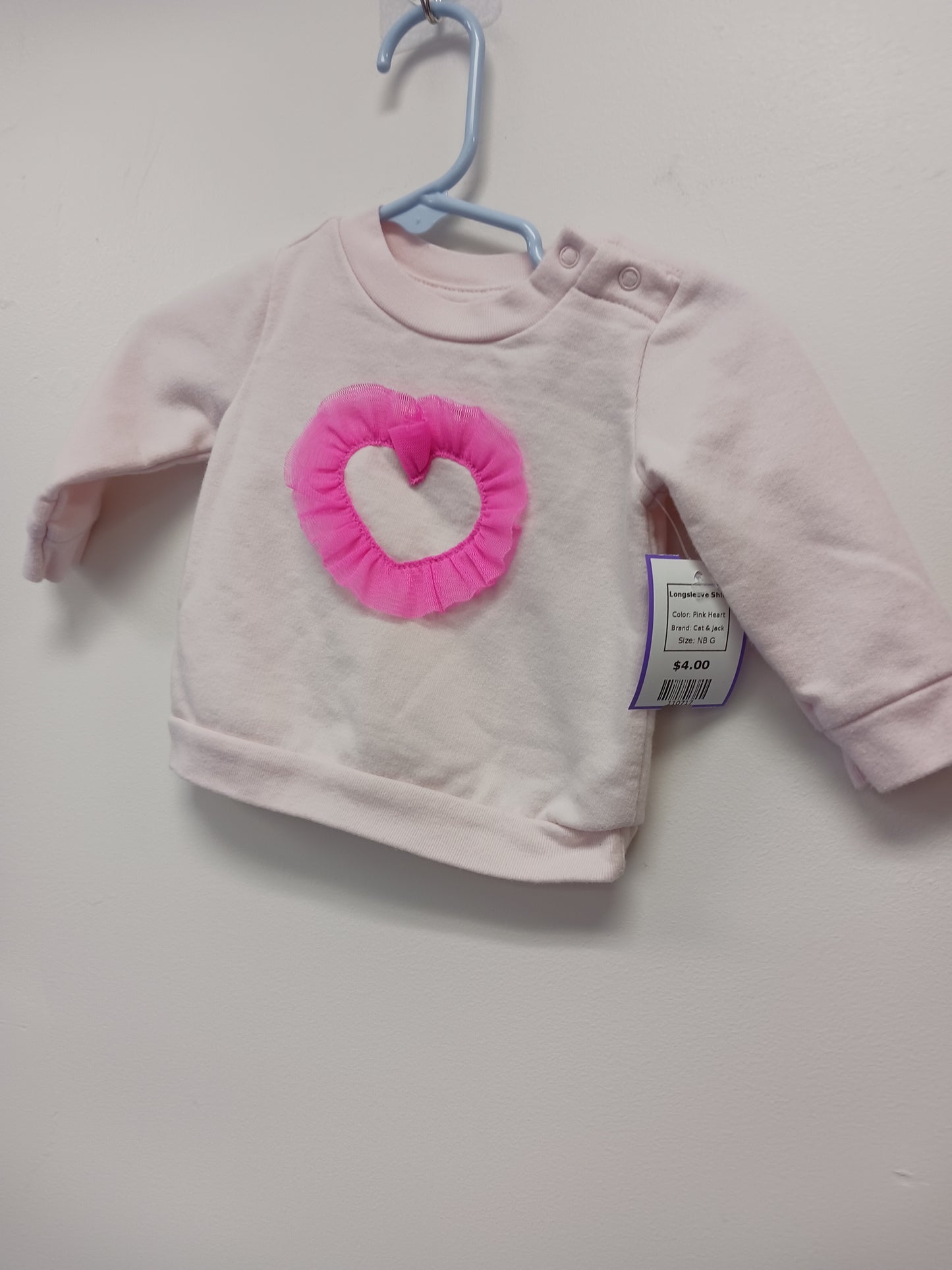 Pink Heart Cat & Jack Longsleeve Shirt, NB G
