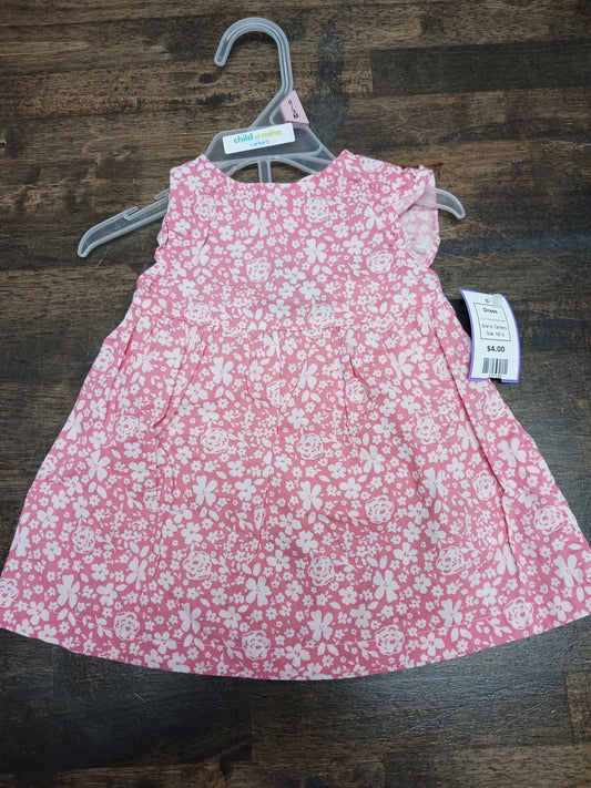 Pink/White Flower Carters Dress, NB G