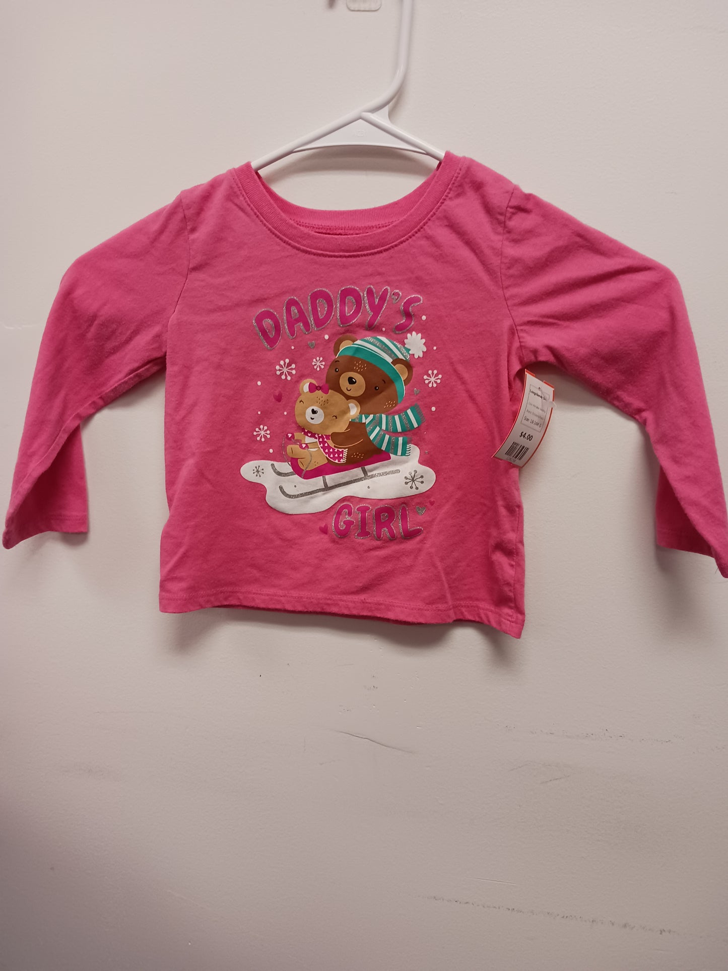 Pink Bear Sledding Childrens Place Longsleeve Shirt, 18-24M G