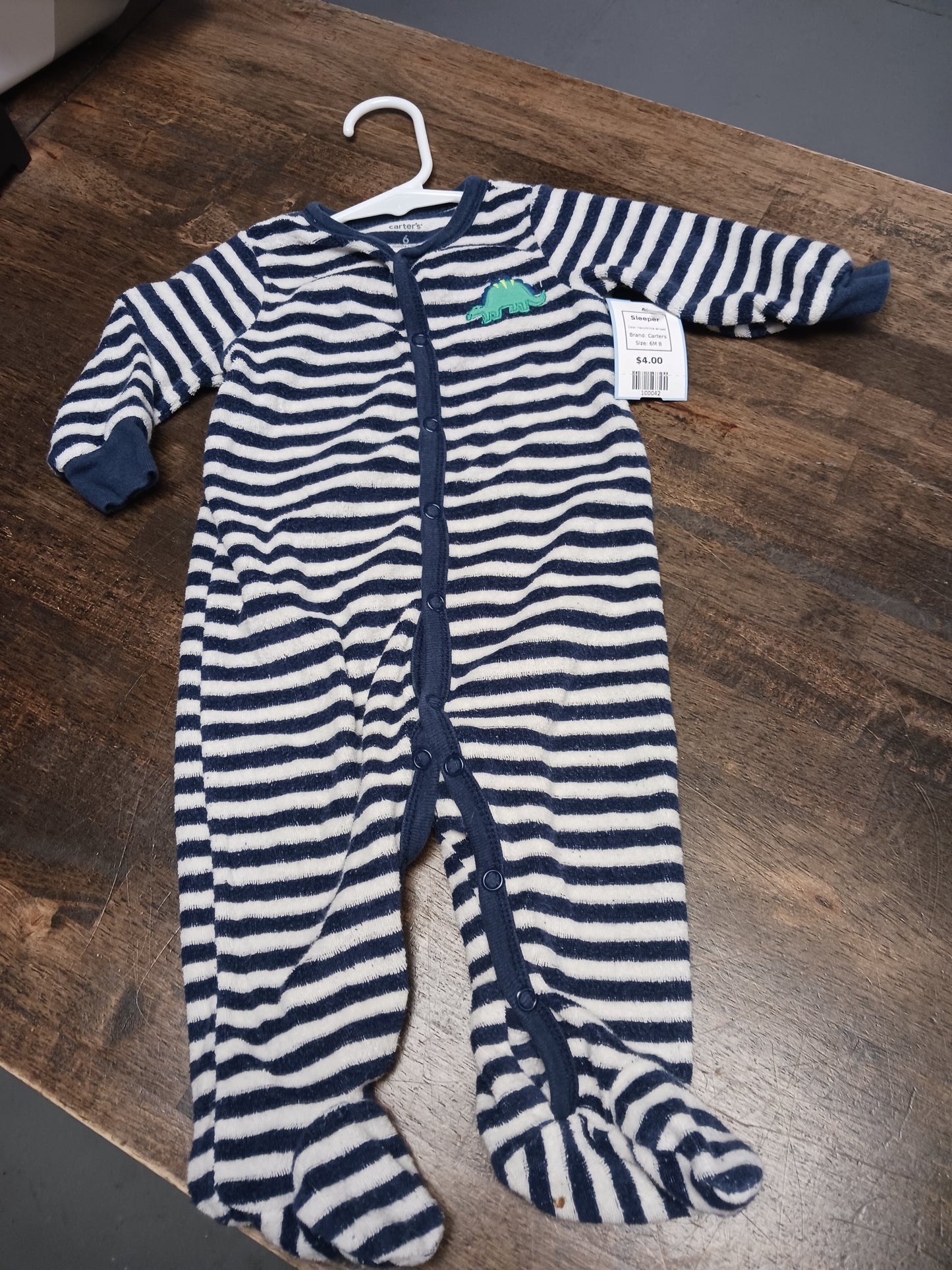 Navy/White Striped Carters Sleeper, 6M B