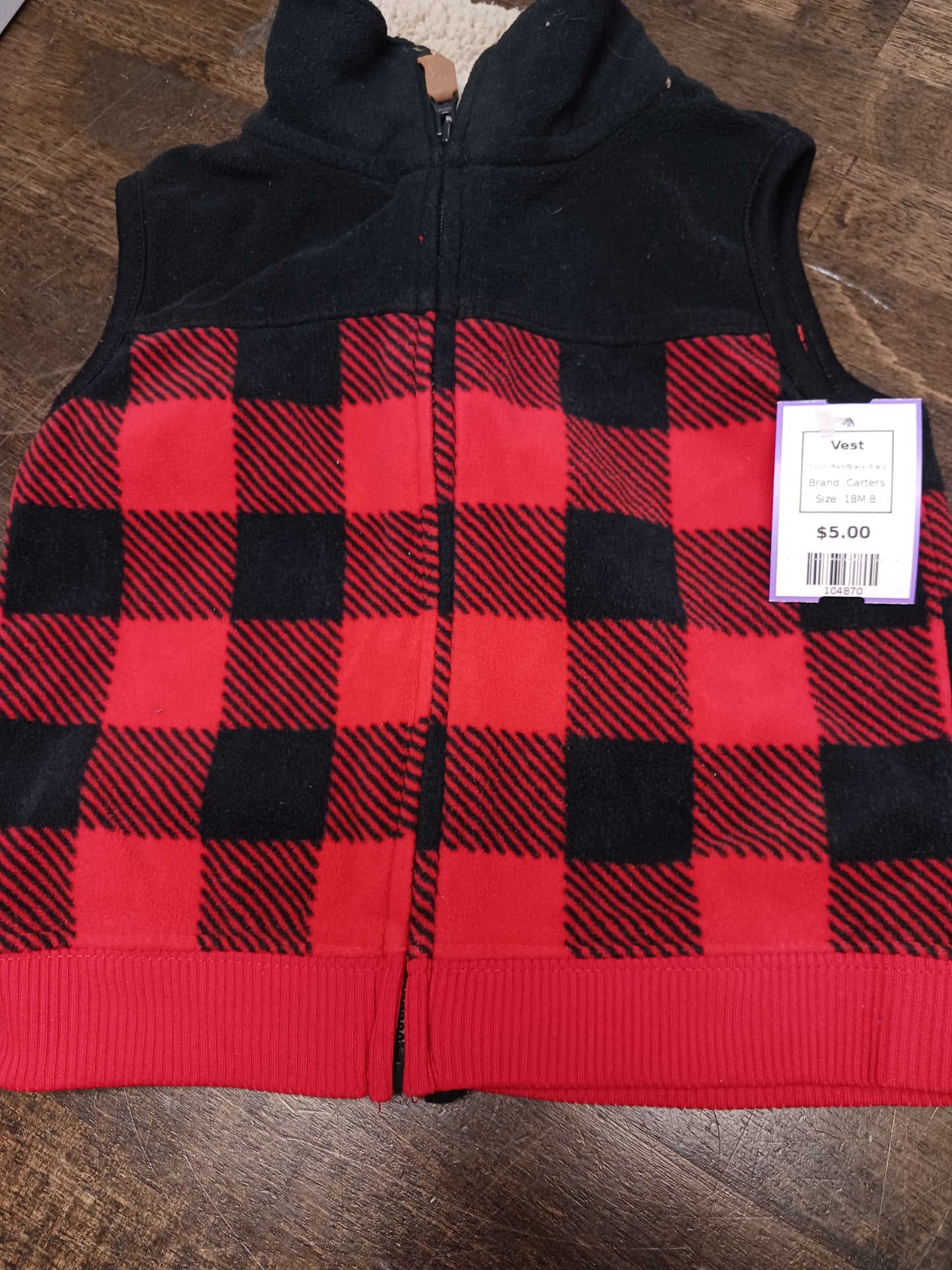 Red/Black Plaid Carters Vest, 18M B