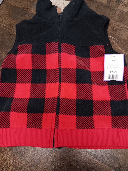 Red/Black Plaid Carters Vest, 18M B